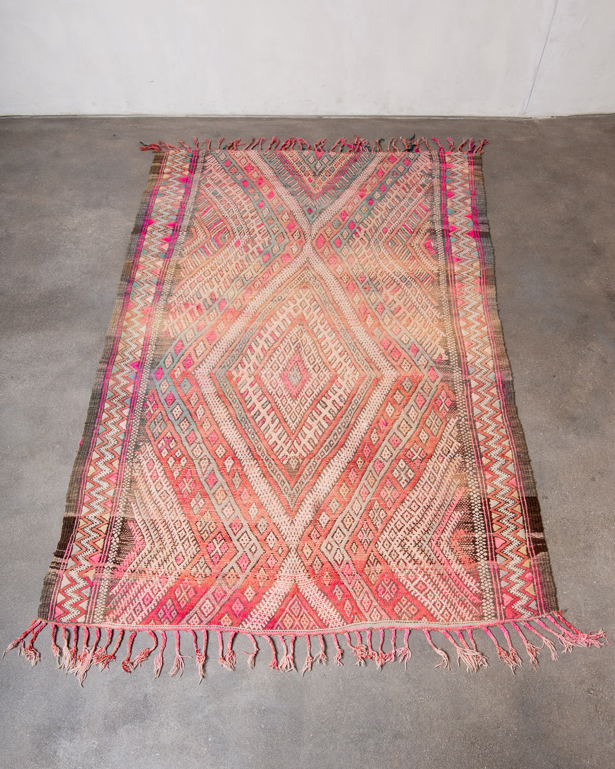 Modern, designer, handcrafted Berber rug from Morocco. Vintage Kelim carpet with beautiful designs and robust flat weave out of wool.